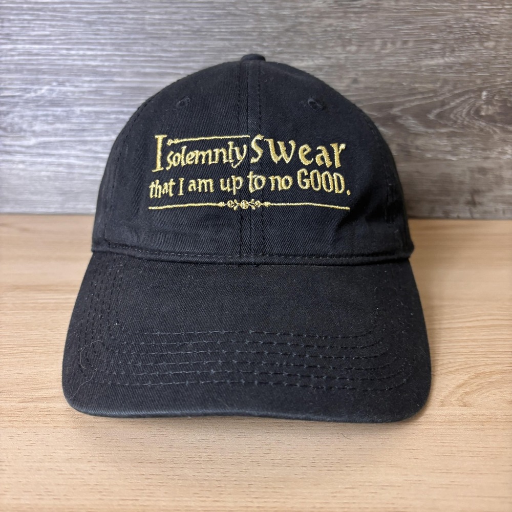 Harry Potter Hat Cap Strap Back Black Embroidered Quote I Solemnly Swear Mens